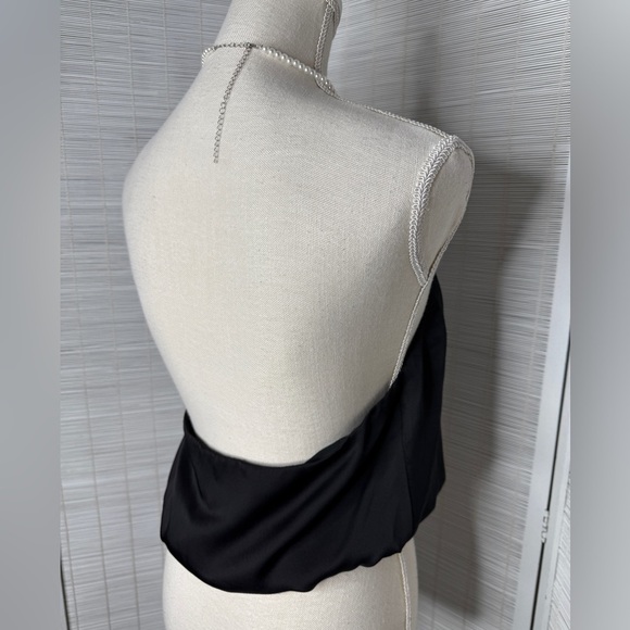 Cami NYC Silk Pearl Strap Halter Top Black Size M New with Tags - Picture 4 of 8